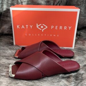 NEW Katy Perry The Checked In Slide Sandal - Cranberry Women’s 9.5